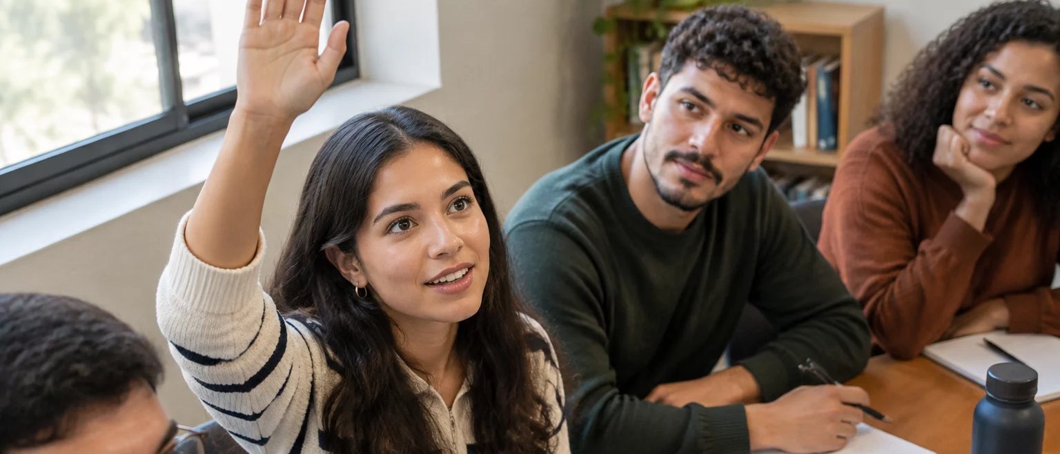 Duas pessoas sentadas juntas conferindo o que anotaram na sessão anterior